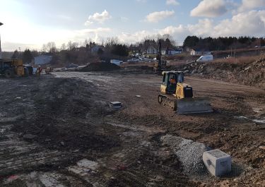 The parking lot takes shape