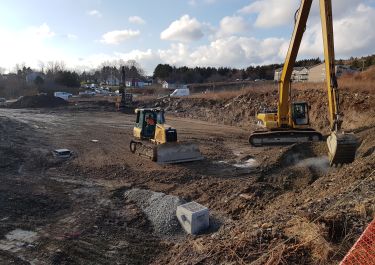 The parking lot takes shape